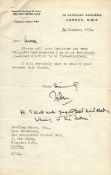Lord Tedder Marshal of the Royal Air Force deputy to Dwight D. Eisenhower WW2 signed letter dated