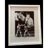 Ken Buchanan signed 21x17 inch overall framed and mounted colourised montage print. Frame glass