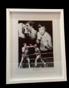 Ken Buchanan signed 21x17 inch overall framed and mounted colourised montage print. Frame glass