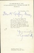 Sir Gerald Festus Kelly signed letter dated 1954. Sir Gerald Festus Kelly KCVO PRA was a British