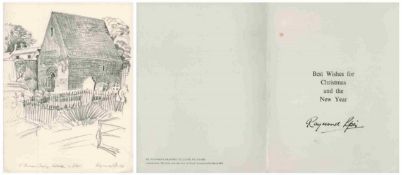 Raymond Piper signed Christmas card. Good condition Est.