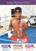 Audley Harrison signed 8x6 inch promo card. Good condition Est.