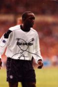 Dwight Yorke signed 12x8 inch colour photo pictured while playing for Manchester United. Good
