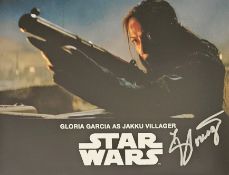 Gloria Garcia signed 10x8 inch colour photo as Jakku Villager. Star Wars'. Good condition Est.