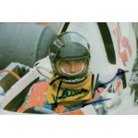 James Hunt signed 6x4 inch approx colour post card photo. Good condition Est.