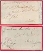 Free front 1823. Sir Edward Cust mounted to card with unidentified free front on back. Good