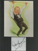 Snooker, Dennis Taylor signed Album page Approx. 3.5x3 inch plus Unsigned caricature colour print