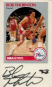 NBA Bob Thornton signed 5x3inch overall 76ers trading card affixed to card. Good condition. All