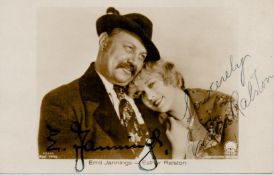 Emil Jannings (1884-1950) and Esther Ralston (1902-1994), signed 5.5x3.5 inch photo postcard from