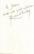 Robert Hardy signed 6x4inch white card. Dedicated. Good condition. All autographs come with a