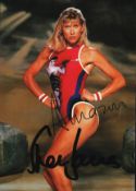 Sharron Davies signed 6x4inch colour photo. Good condition. All autographs come with a Certificate