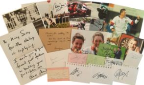 Mixed sport signed collection. Assorted photos, pages etc. Among signatures are Carl Fogarty, JPR