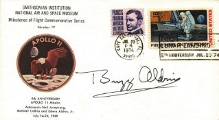Astronaut Buzz Aldrin signed commemorative cover. Good condition. All autographs come with a