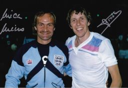 Autographed MICK MILLS / ARNOLD MUHREN 12 x 8 photo : Col, depicting Ipswich Town teammates MICK