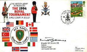 Brig M A Browne CBE signed The 1994 Royal Tournament FDC. Good condition. All autographs come with a