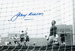 Autographed JOHNNY CROSSAN 12 x 8 photo : B/W, depicting Sunderland inside-forward JOHNNY CROSSAN
