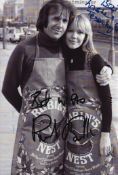 Richard O'Sullivan and Tessa Wyatt signed 7x5inch Robins Nest black and white photo. Good condition.