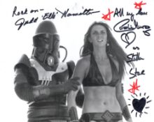 Starcrash science fiction movie B&W 8x10 photo signed by both of the main stars of the film, Judd