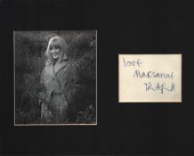 Marianne Faithfull 10x8inch mounted signature piece includes signed page and vintage black and white