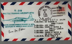 Astronaut Anna Lee Fisher signed T-38 Shuttle Training Aircraft commemorative envelope PM White
