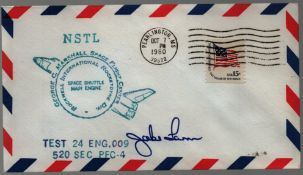 Astronaut Jake Garn signed NSTL Space Shuttle Main Engine commemorative envelope PM Pearlington.