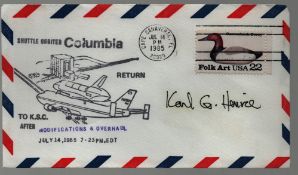 Astronaut Karl Henize signed Shuttle Orbiter Columbia return to K.S.C commeorative envelope PM