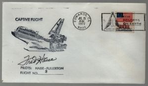 Astronaut Fred Haise signed NASA Space Shuttle Captive Flight commemorative envelope PM Edwards.