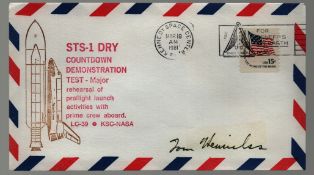 Astronaut Tom Henricks signed NASA STS-1 DRY countdown demonstration test commemorative envelope