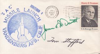 Astronaut James Mcdivitt and Tom Stafford (autopen) signed commemorative cover. Good condition.