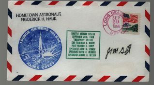 Astronaut John Grunfeld signed NASA Space Shuttle Mission STS-26 commemorative envelope PM Long