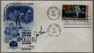 Astronaut Jim Irwin signed First Men on the Moon Apollo 11 commemorative envelope double pm