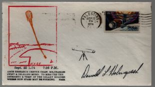 Astronaut Donald Holmquest signed commemrative envelope PM Palestine Sep 22 1974. Good condition.