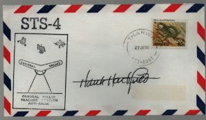 Astronaut Hank Hartsfield signed STS-4 commemorative envelope PM Tharwal West Aust 27JE82. Good