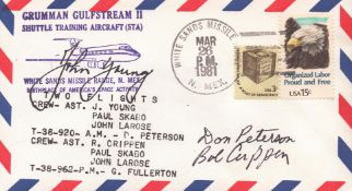 Astronaut John Young(autopen), Peterson and Crippen signed commemorative cover. Good condition.