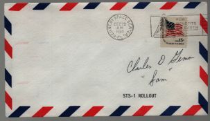 Astronaut Charles Gemar signed STS-1 Rollout commeorative envelope PM Kennedy Space Center FL Dec 29