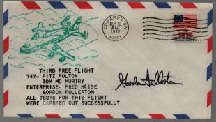 Astronaut Gordon Fullerton signed Space Shuttle Third Free Flight 747 Fitz Fulton commemorative