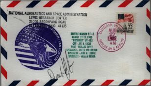 Astronaut James Van Hoften signed NASA Space Shuttle mission 51-1 commemorative envelope PM