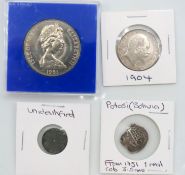 A 1904 silver florin of good grade, an Isle of Man
