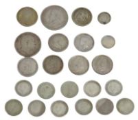 A selection of mixed silver & white metal coinage