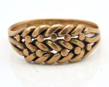 An antique 9ct rose gold Keeper ring, size R, 3.1g