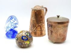 A J. S. & S art nouveau copper jug 150mm tall, som
