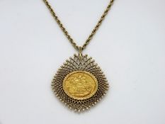 A 9ct gold mounted 1899 Victoria Sydney Mint full