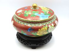 An early 20thC. Oriental cloisonne bowl & cover wi