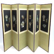 An Oriental styled folding screen, each panel meas