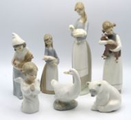 Six Lladro porcelain figures including a Polar Bea