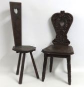 A carved oak spinning chair, 1025mm tall to back,