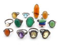 A selection of thirteen vintage & antique silver &