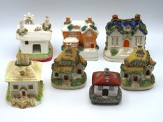 A selection of Staffordshire pottery houses, inclu