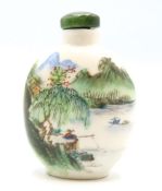 A hand painted Chinese porcelain snuff bottle with
