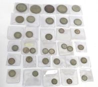 A selection of mixed coinage including five florin